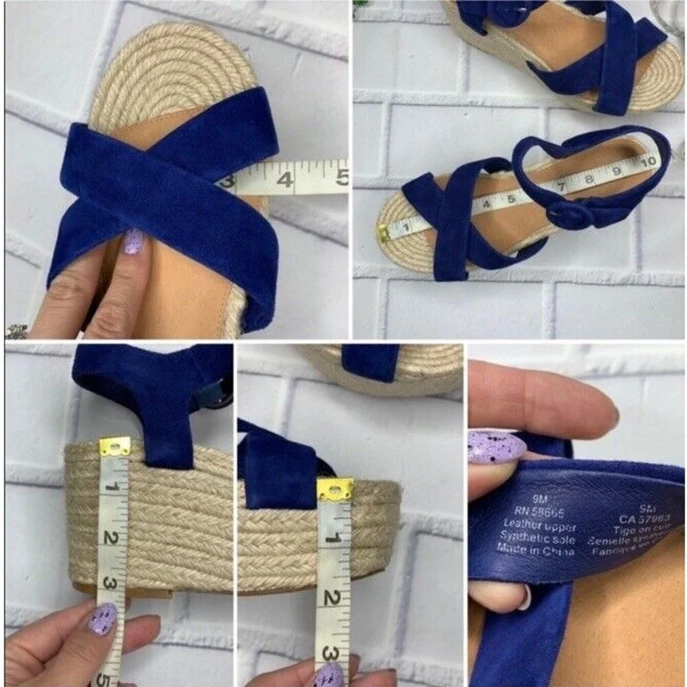 Halogen Emery Platform Espadrille Sandal In Navy Suede Women's Size 9 New